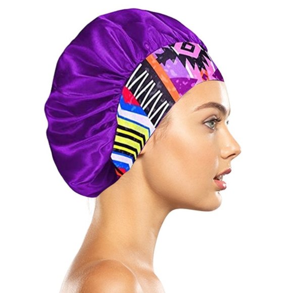 Accessories - Women's Silky Satin Head Scarf Hair Wrap Cap Hat Headband Sleeping Bonnet Purple